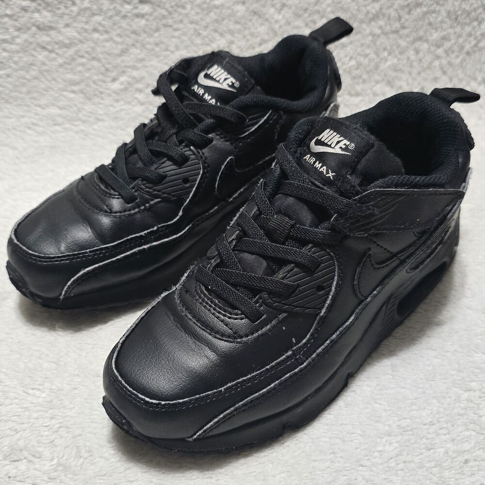 Nike Air Max 90 EasyOn Kids Youth Size 1.5 Sneake HF6357-001 Black Lace-Up Shoes